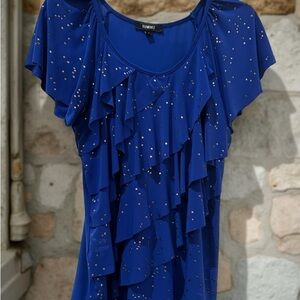 Women's Blue Ruffled Top | Elementz Size S | Go-To-Top